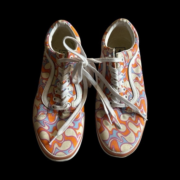 Vans Women's Swirl Pattern Sneakers - Orange, Cream, and Purple - Picture 2 of 4